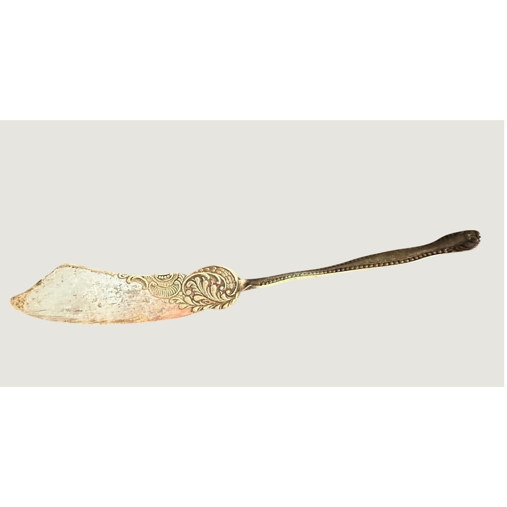 Victorian Silverplate Butter Knife Twisted Handle Ornate Floral Scroll Spreader